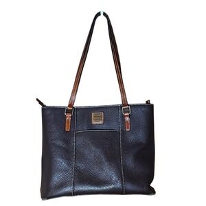 DOONEY & BOURKE Dark Brown Pebble Grain Tote Satchel Leather Purse Shoulder Bag